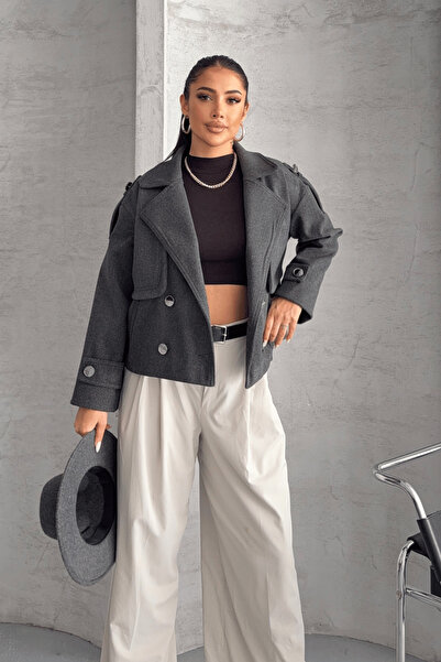 BEYBOS Palton bomber din material textil - ANTRACIT