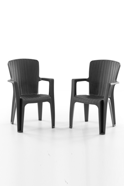 Evdemo Side 2'li Rattan Sandalye Siyah