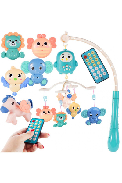 MalPlay Musical carousel for crib, 360 degree rotating with rattles, lullabies, melodies in English