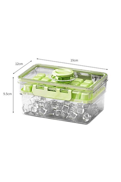 easybox Flippy Ice Tray, Single Layer, Airtight Closure, PP+PET, 19 x 12 x 9.5 cm, Green