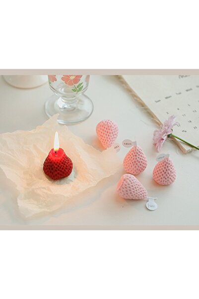 Flippy Set of 9 Scented Candles - Strawberry Model, 30 min burn, 117 g, 9.3 x 9.3 x 3.8 cm, Pink/Red