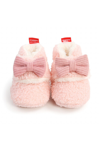 Superbaby Ροζ παπουτσάκια για τα πρώτα βήματα, με γούνα, λουράκι με σκαντζόχο...