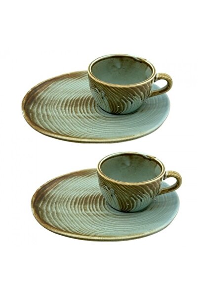 Culinaro Set pentru cafea 4 piese portelan River, cesti 200ml cu farfurioare