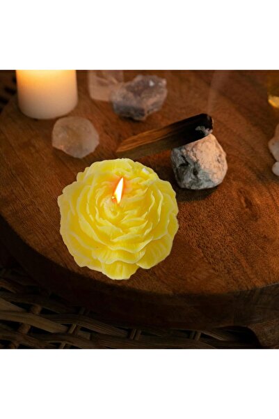 Flippy Scented Candle, Rose Model, Citrus Scent, 70 g, 7.5x3.5x7.5 cm, 10h, Yellow