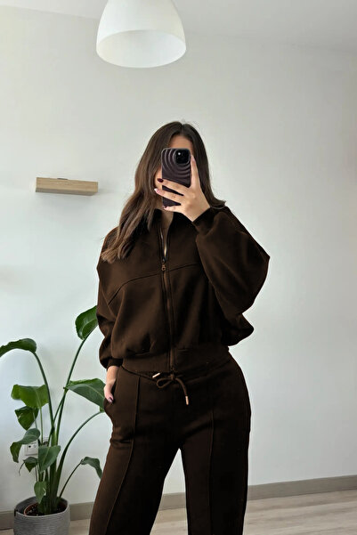 YAKAMEL طقم بدلة رياضية نسائية مكون من سترة بومبر وبنطلون بثلاثة خيوط