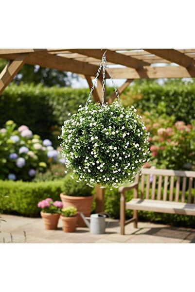 Danube Home Aptenia & Dandelion Hanging Ball | UV-Protected Faux Floral Topia...