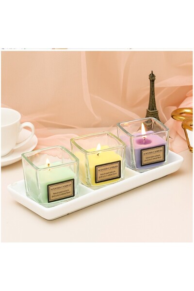 Flippy Scented Candle, Transparent Glass Cup with Essential Oil, 4.8 x 5.4 x 5.5 cm, Amber Scent, Gr