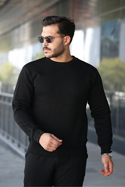 UNISEX GÜNLÜK PAMUKLU SWEATSHİRT RAHAT KESİM PAMUKLU KUMAŞ BİSİKLET YAKA,UZUN KOLLU DÜZ RENK