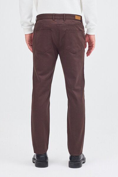 İmza Milky Brown 5-Pocket Straight-Leg Cotton Slim Fit 5-Pocket Casual Pants 1003255154