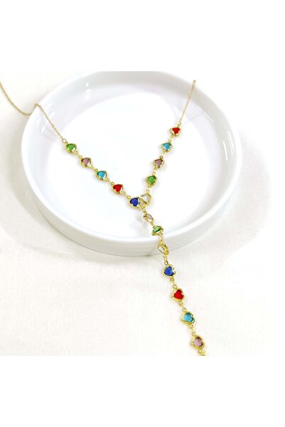 Güler Yüzlü Silver قلادة على شكل قلب ذهبي اللون من الفولاذ 55+5 سم