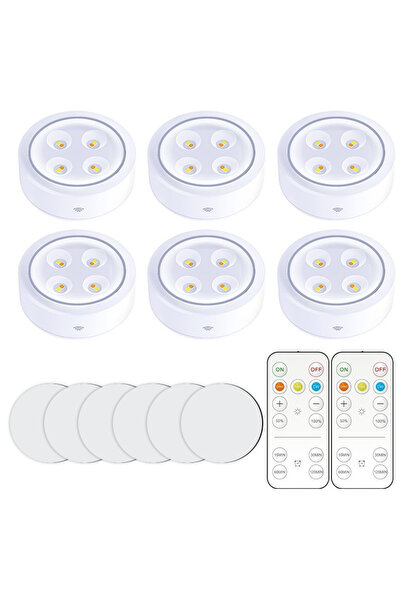 Flippy Set de 6 Lampi Led Flippy, Fara Fir, Cu Baterii, 3 Culori de Lumina, cu 2 Telecomenzi, din Plastic,