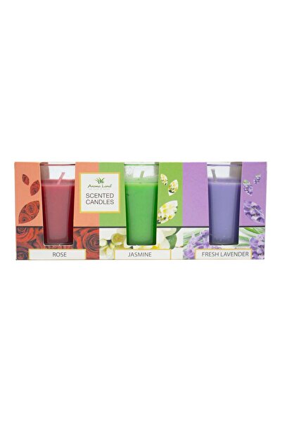 Aroma Land Scented candle in glass, Aroma Land, jasmine / lavender / rose, set of 3 aromas