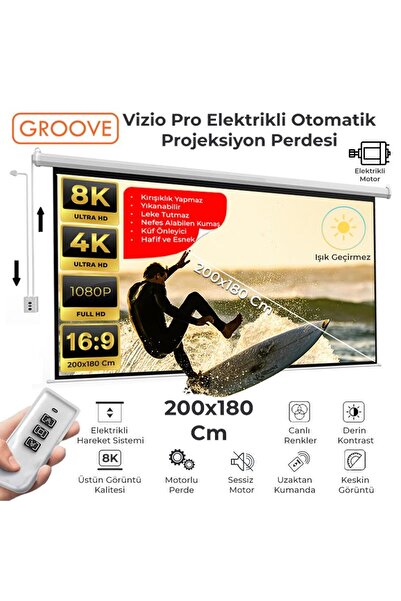 Groove Vizio Pro 200x180cm Blackout Işık Geçirmez Elektrikli Otomatik Kumanda...