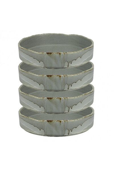 Culinaro Set 4 farfurii adanci portelan cu margine inaltata FUJI ASH, D21xh4,4cm, gri