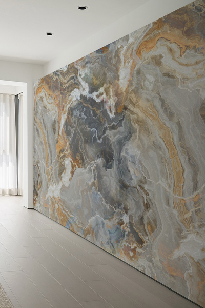 dreamwall Gri Bej Beyaz Mermer Damar Desenli Tekstil Duvar Kağıdı