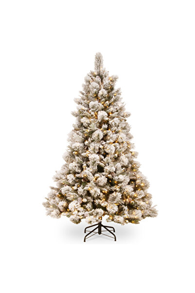 BraziPremium By OLLMA Premium Snowy Bedford artificial Christmas tree with lights, snow and fir cones, 550 LED, PE, 213 cm