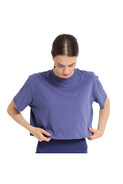 Sportive Sedona Cropped Kadın Mavi Günlük Stil T-Shirt 25KK1034-MVI