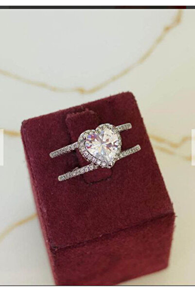 Shiklik خاتم نسائي من الفولاذ بتصميم قلب من حجر الكريستال قابل للتعديل