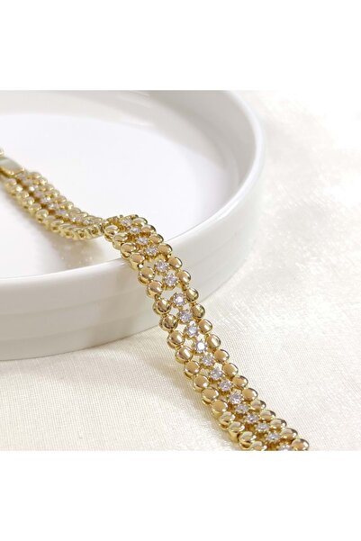 Güler Yüzlü Silver سوار شوبينج مرصع بالحجر الذهبي 17+2 سم