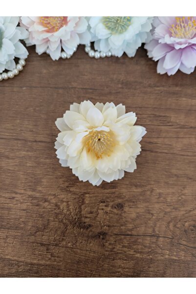 Efna Store مشبك مطاطي صغير الحجم مزين بزهرة اللوتس مع لؤلؤة واحدة