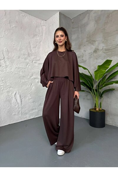 solena sln Γυναικείο Σετ Φόρμας Modal με μπλούζα με μανίκια και μανίκια με καλύμματα