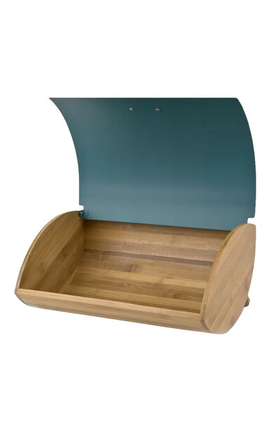 KASSEL Bread box KS 93511, 35 cm, Matte finish, Bamboo and steel, Turquoise