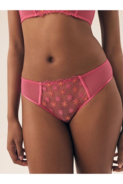 ESOTIQ Chiloți de damă din plasă, stil hipster, cu flori și panglici drăguțe brodate | Bloomy