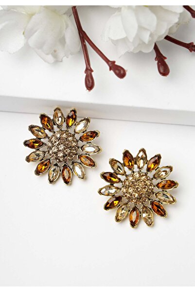 Avant-Garde Paris Cercei aurii cu model de floarea-soarelui