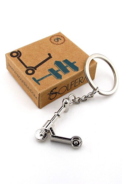 Solfera Shiny Silver Color Electric Scooter Shaped Metal Keychain Kc395