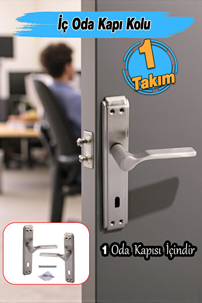 Badem10 İç Oda Kapı Kolu Aynalı Sağa Sola Uygun Saten Renk Dış Ahşap Pvc Metal Çelik Kapısı Tutamağı 1 Takım