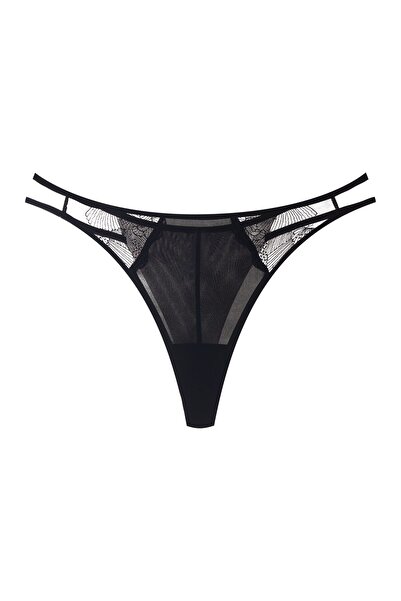 ESOTIQ Chiloți tanga pentru femei cu detalii din plasă brodate | Bluey