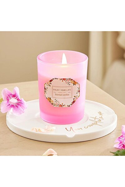 Flippy Scented Candle, Flippy, Pink Glass Model, Lemon and Rose Scent, Soy Wax, 6.2 x 5.2 cm, Pink