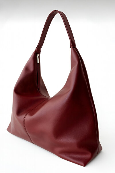 MY VİNTAGE Women's Burgundy Large Size Shoulder Tote Bag Large Volume
