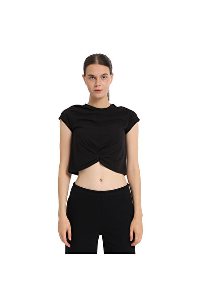 Sportive Marana Cropped Top Kadın Siyah Günlük Stil T-Shirt 25KK1032-SYH