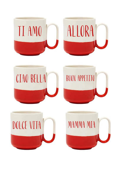 baskigo.com I Love You, Sweet Life, So, Hello Beautiful, Enjoy Your Meal, My Goodness Pro Mug Set - Gift Ceramic Mug