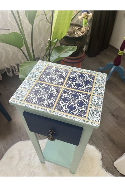 Bypinaryuksel Mini Komodin (mint üstü desenli )