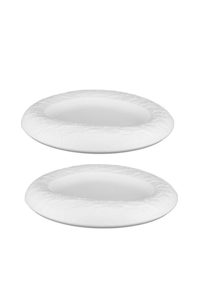 Culinaro Set 2 farfurii portelan prezentare cuib Meteor WHITE 27xh3,3cm,alb