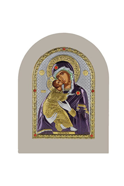 IcoaneDeArgint Icoana Maicii Domnului Vladimir Argint 15x21 cm Color Rama Alba