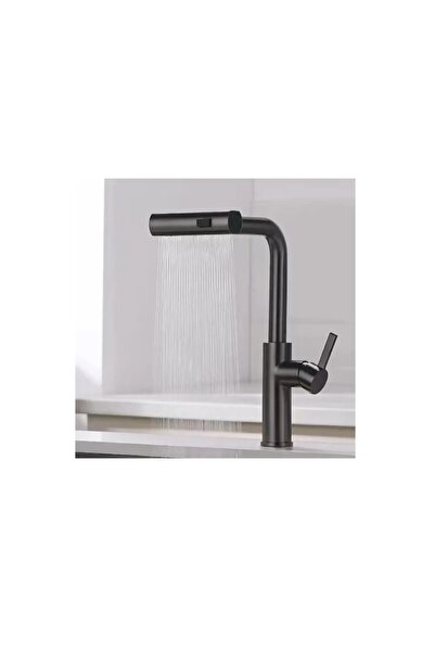 Trendy's Baterie pentru bucătărie, cu pipă mobilă și perlator extractabil cu două funcții, finisaj negru