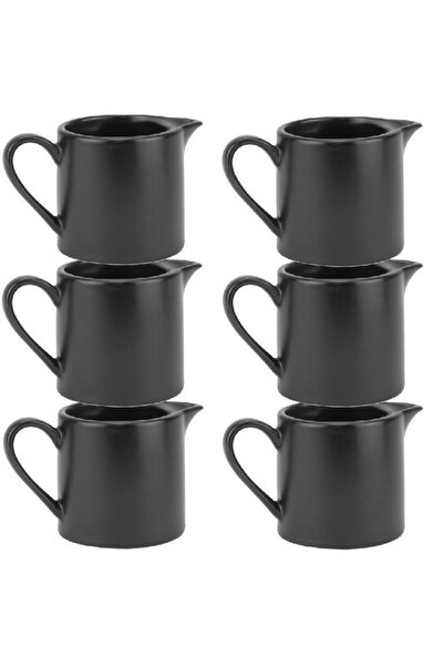Culinaro Set 6 cani pentru lapte, portelan VISION BLACK cu maner 90ml