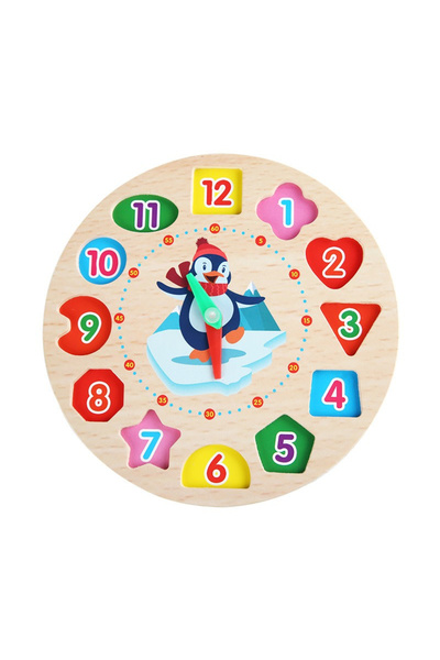 Flippy Jucarie Educativa Flippy, Tip Montessori, Model Ceas Pinguin, din Lemn...