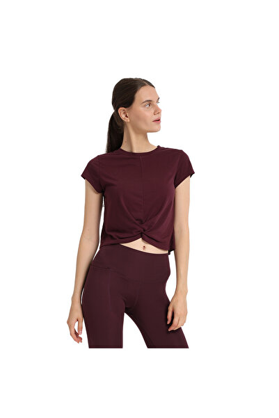 Sportive Marana Cropped Top Kadın Bordo Günlük Stil T-Shirt 25KK1032-BRD