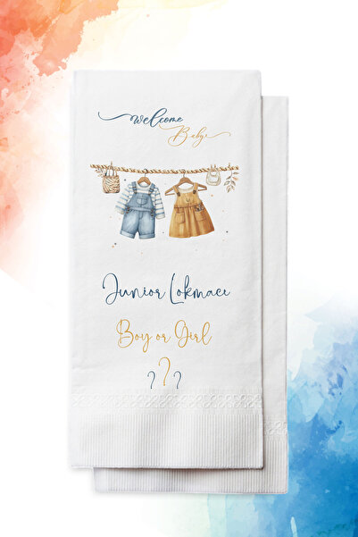 nna tasarım 50 Adet Kişiye Özel Isim Baskılı Cinsiyet Partisi Sunum Peçetesi ...