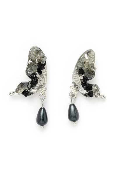 Avant-Garde Paris Whimsy Black Butterfly Drop Earrings