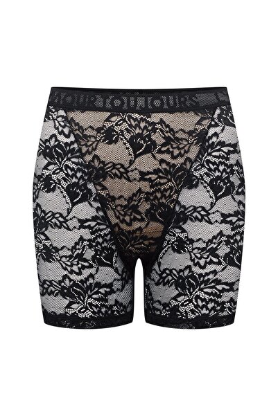 ESOTIQ Chiloți lungi pentru femei, cu talie înaltă, pantaloni scurți din dantelă Chantilly | Bisous