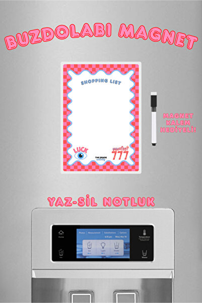 The Grade Yaz Sil Manifest 777 Pembe Shopping List Magnetli Buzdolabı Notluk Magnetli Notluk Eksik Listesi