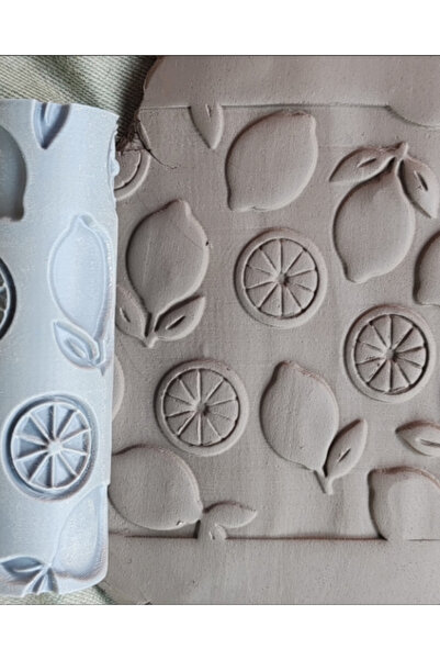 PatatesBaskı Polimer Kil Desen Verici Merdane Limon Dilimi Desenli