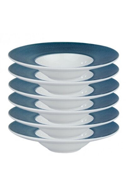 Culinaro Set 6 farfurii pentru paste, portelan HELLA STEEL BLUE 24cm