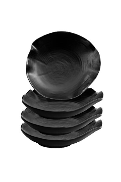 Culinaro Set 4 Farfurii adanci din portelan WILLOW BLACK, 27cm