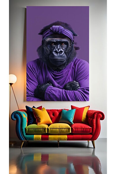 özkacar HANIMEFENDİ GORIL V1 Tablou pe pânză pentru decorarea casei, perete, ...